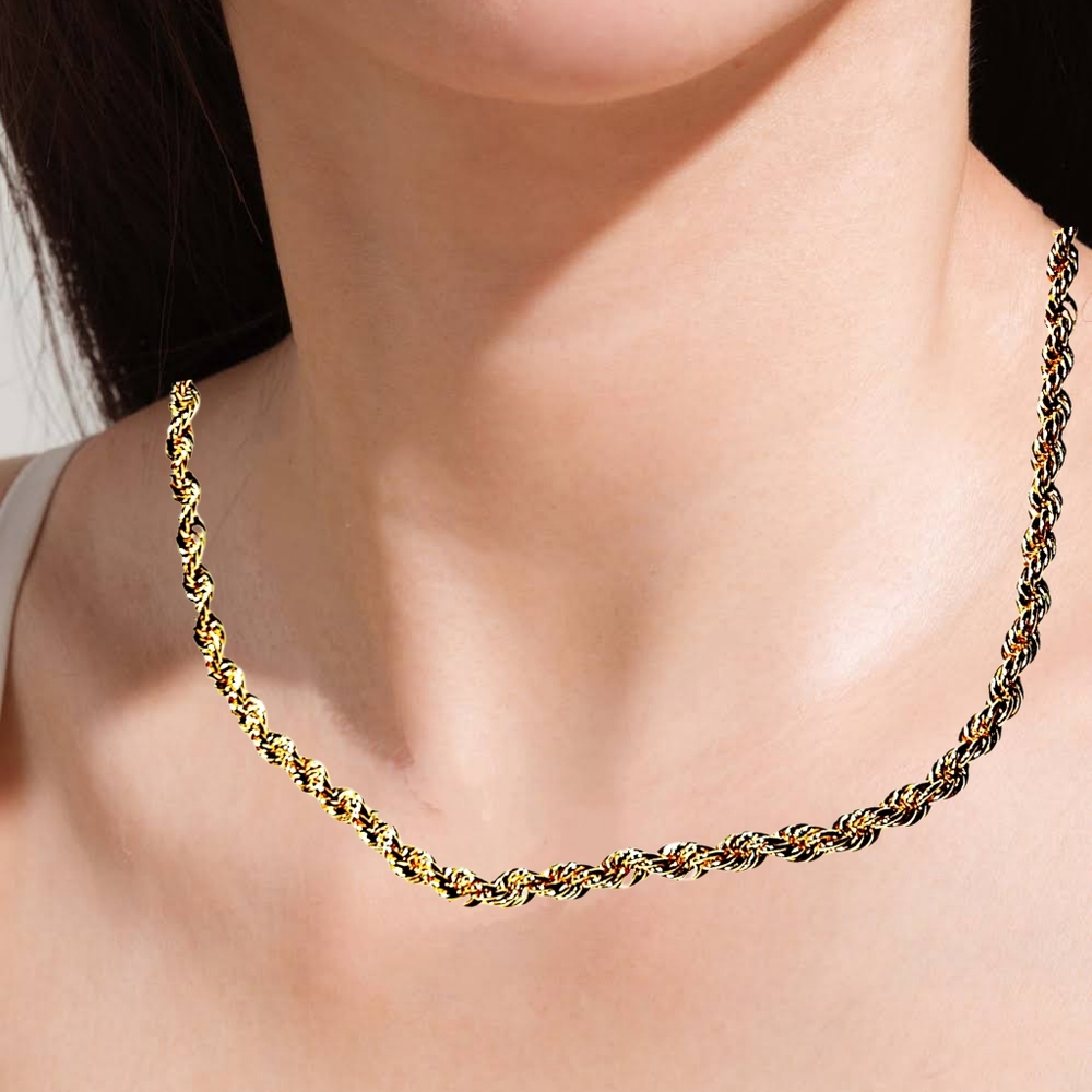 Elegant Gold Plated Twisted Rope Necklace